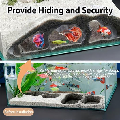 3D Printed Large Aquarium Cave for Fish Tank, Natural Under Gravel Underground Tunnel Hideout for Corydoras, Kuhli Loach, Clown Loach and Betta