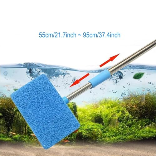 Aquarium Cleaning Tool Rustproof Foldable Sponge Algae Scraper | Space-Saving Fish Tank Brush Cleaner for Aquarium Turtle Reptile Terrarium Home Kitchen Water Wall Betta