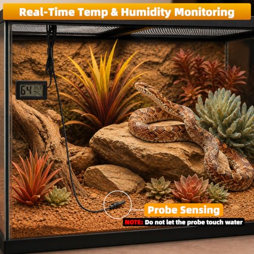 Dual-Head Reptile Heat Lamp Bundle, 24H Cycle Timer & Hygrothermograph | 360° Rotatable, UVA & UVB Basking Heat Lamp for Turtle Snake Tortoise Bearded Dragon Lizard