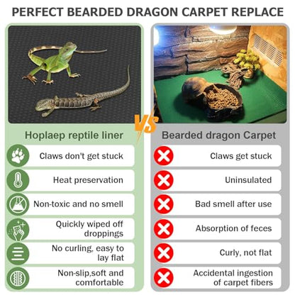 120 Gallon Reptile Terrarium Liner, Bearded Dragon Mat for 4x2x2 Enclosure | Bearded Dragon Tank Accessories 24 inch Wide, Reptile Flooring Carpet Substrate for Leopard Gecko,Lizard, 24" X 96", Black - size: 24 X 96-inches