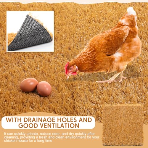 Teenyyou 24 Pack Chicken Nesting Box Pads, 13 x 13 x 1.18 Inch Washable Nesting Pad for Chicken Coop, Artificial Grass Rug Carpet Reusable Nest Box Bedding Fake Synthetic Turf Mat for Hen Laying Eggs