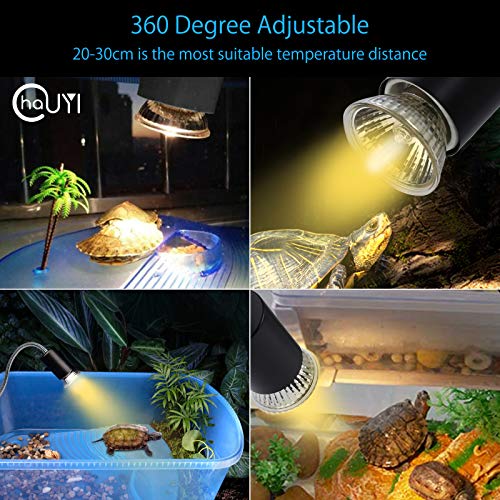 Reptile Heating Lamp Reptile UVB UVA Bulb Turtle basking Light with 25w 50w Bulbs lamp for Lizard Turtle Snake Aquarium with 360°rotacable Clip - style: 25w 50w Heat Lamp for Reptiles