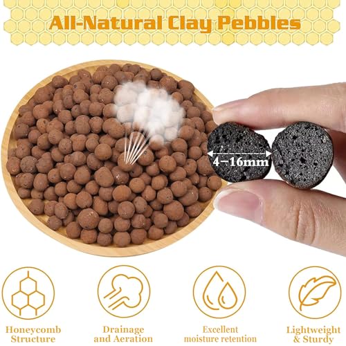10LB Leca Clay Pebbles for Plants 4mm-16mm Clay Balls for Hydroponic | Drainage, Reusable, Aeration, Moisture Retention, Lightweight, Natural Leca for Orchids, Succulents, Terrariums, Aquaponics - size: 10LB