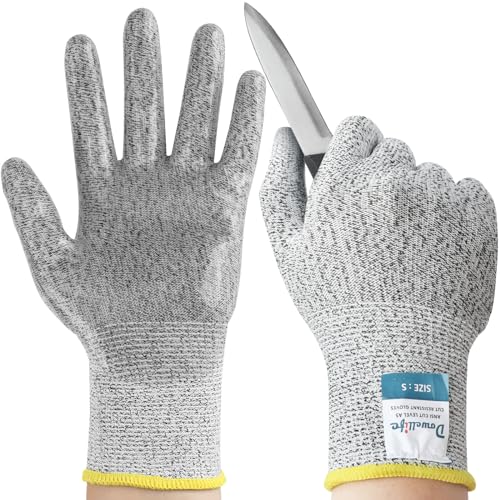 Dowellife Level 5 Cut Resistant Gloves with Silicone Coating, Food Grade Kitchen Knife Safety Gloves, Work Gloves for Chef, Mandoline Oyster Shucking Meat Cutting Wood Carving (Gray X-Large), Grey - size: X-Large (Pack of 1), style: Silicone Coated
