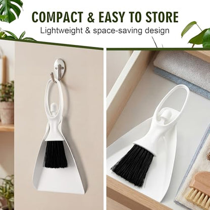 Enhon Mini Soil Scoop and Brush Set for Indoor Plant Repotting | 2 in 1 Plant Scoop Set, Mess Free Repotting, Mini Dustpan and Brush Set, for Succulents, Bonsai & Desktop Plant Care
