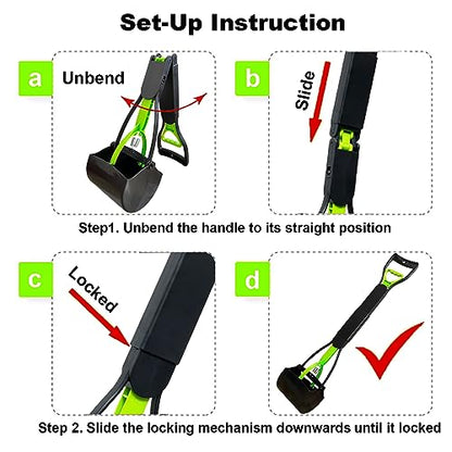 2-Piece ofPooper Scooper for Large Small Dogs Heavy Duty, Long Handle Poop Scoop for Yard, Grass, Gravel, Dog Poop Grabber with High Strength Material and Durable Spring - size: 2 Piece(28-inch length)