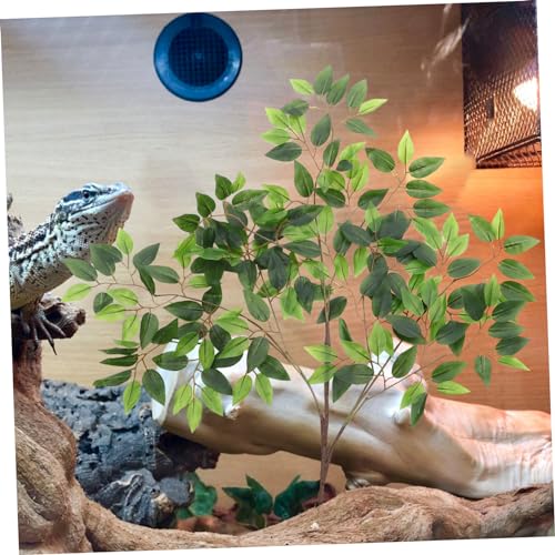 2pcs Reptile Simulation Plant Hanging Rattan Decor for Terrarium Habitat Lifelike Leaves for Lizards Snakes Crabs More Creates Natural Hiding Spots and Vibrant Environment