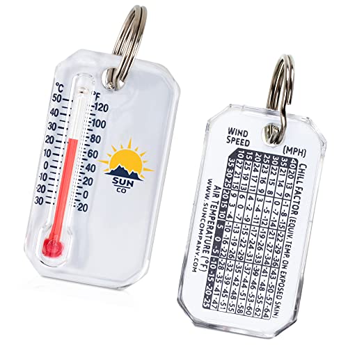 Sun Company Zip-o-gage - Zipper Pull Thermometer for Jacket, Parka, or Backpack | Mini Outdoor Keychain Thermometer - color: White