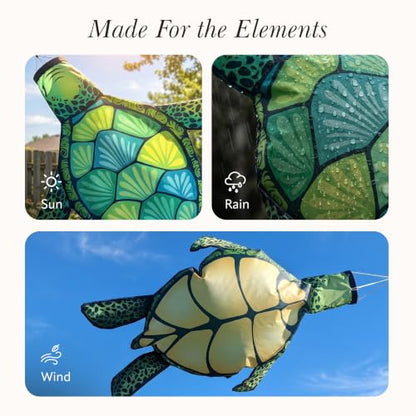Madrona Brands Small Turtle Windsock 32 Inch | Durable Outdoor Hanging Wind Sock for Outside | Yard, Garden, Patio, Beach, Dock