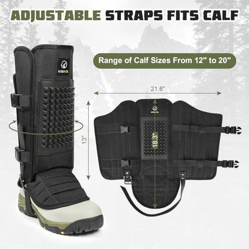 Snake Gaiters, 1200D Waterproof Snake Chaps Snake Gaiters for Men Women, Adjustable Snake Bite Protection Snake Guards for Legs Men, Snake Proof Gaiters for Hiking Hunting - color: Black