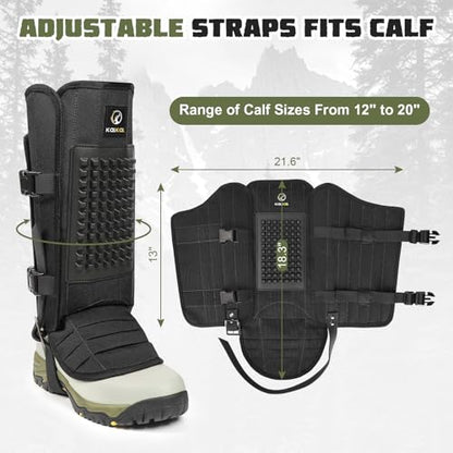 Snake Gaiters, 1200D Waterproof Snake Chaps Snake Gaiters for Men Women, Adjustable Snake Bite Protection Snake Guards for Legs Men, Snake Proof Gaiters for Hiking Hunting - color: Black