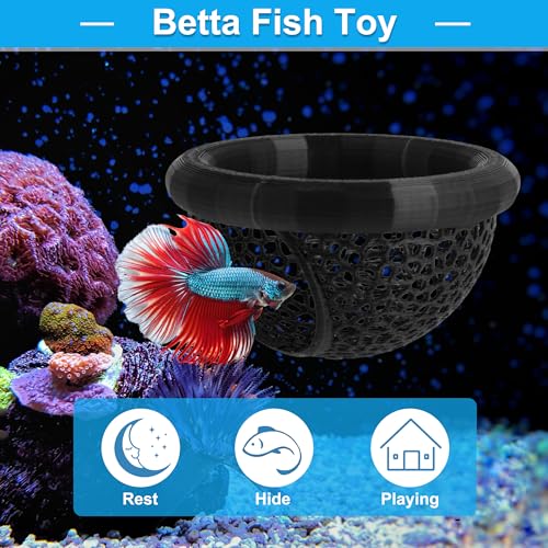 Floating Betta Cave & Hammock, Multi-Functional Hideout for Aquarium Black - color: Black