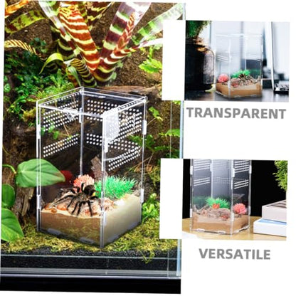 Kisangel Acrylic Reptile Egg Box Turtle Enclosure Tarantula Habitat Reptile Feeder Box Lizard Food Container Insect Feeding Lock