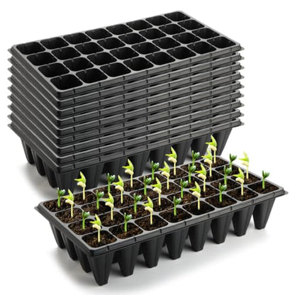 RooTrimmer 10 Pack 32 Cell Seed Starter Trays - Extra Deep 4.33" Plastic Nursery Trays, 20" x 10"，Fits Standard 1020 Flats - color: Black, size: 32 cells-10p