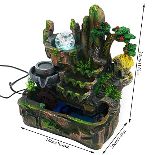 Waterfountain Indoors Tabletop Fountain Indoor Small Rockery Desktop Mountain Waterfall with Fog & LED for Home Office Atomizing Humidifier Small Waterfall Style 2 - color: Style 2