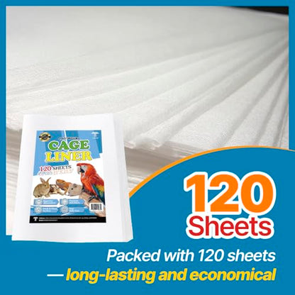T TORTO9 Non-Woven Bird Cage Liners 31 x 21.5 Inch (120 Sheets) – Absorbent, Lint-Free Disposable Cage Tray Liners for Large Bird Cages - size: 31 x 21.5 in non-woven