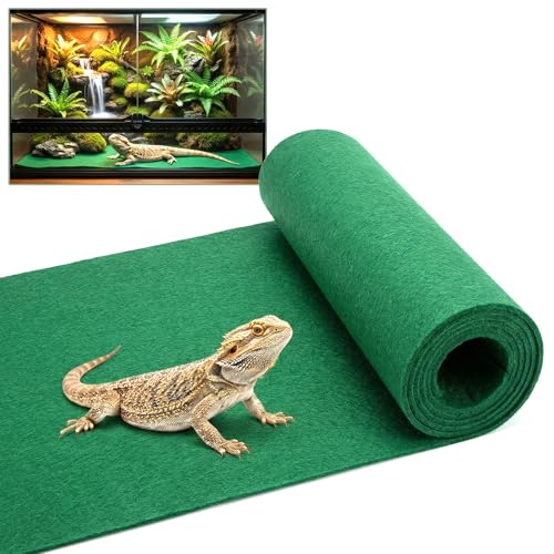 MAQIHAN Reptile Carpet for 40 Gallon - 39 x 20 Inch Reptile Mat, Green | Bearded Dragon Mat, Cut-to-Fit Terrarium Liner for Leopard Geckos, Snakes, Lizards and Tortoise Habitats