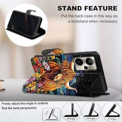 for Cricket Outlast 5G 2024 Wallet case with RFID Blocking Credit Card Holder Kickstand, Folio Flip PU Leather Shockproof Protective Cover for AT&T Motivate Pro 5G, Highland Cow - color: Highland Cow