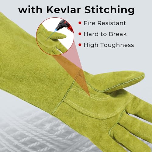 HANDLANDY HLDD Animal Handing Gloves- Bite Proof, Puncture & Scratch Resistant for Safe Handling - color: Yellow, size: 16-inches