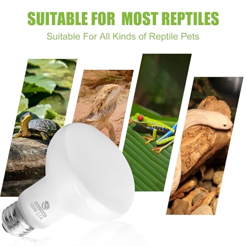 Reptile Heat Lamp Bulbs, Simulate Natural Sunlight Heat Light Bulb, 2 Pack 100W Amphibian Terrarium Basking Spot Lamp for Reptile, Bearded Dragon, Lizard, Turtle, Snake - color: Basking Bulb, size: Basking (2*100)