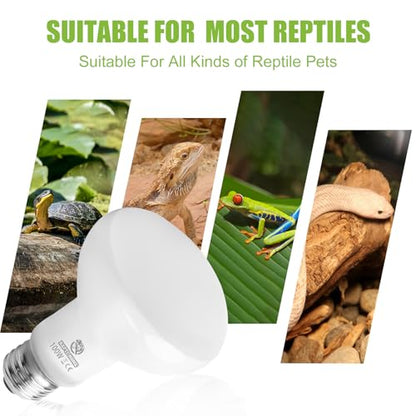 Reptile Heat Lamp Bulbs, Simulate Natural Sunlight Heat Light Bulb, 2 Pack 100W Amphibian Terrarium Basking Spot Lamp for Reptile, Bearded Dragon, Lizard, Turtle, Snake - color: Basking Bulb, size: Basking (2*100)
