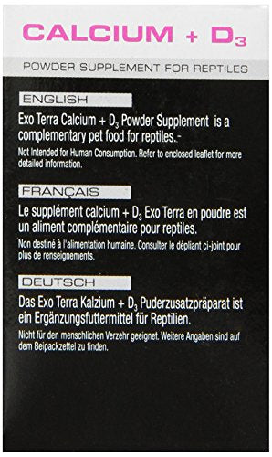 Exo Terra Calcium + D3 Powder: Ultra-fine, Phosphorus Free Formula Boosts Bone Health & Calcium Absorption Ideal for Insects, Fruits & Veggies 1.4 oz. - size: 1.4-Ounce