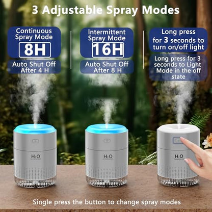 SZO Plant Humidifier Indoor, 500ml Grey with Colorful Lights | Small Humidifiers for Plants, Travel, Bedroom, Office Desktop, Baby Room - color: Grey
