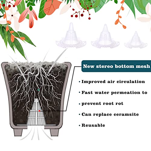 WWahuayuan Cone Flower Pot Mesh Pad, 30 Pcs Upgraded Planter Bottom Grid Mat, DIY Planter Drainage Netting for Bonsai, 3 Sizes, Outdoor Indoor Usage
