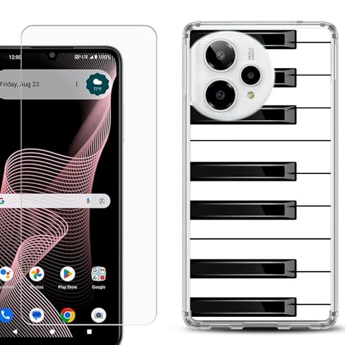 Shockproof Phone Case Compatible with Cricket Icon Plus 2026, w/Tempered Glass - Piano Design - color: Piano Design