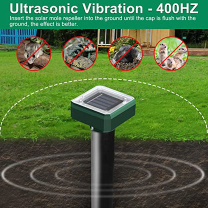 Mole Repellent Solar Powered, 6 Pack Solar Mole Repellent Ultrasonic for Vole, Snakes, Gopher, Waterproof Sonic Vole Deterrent Spikes,Snake Gopher for Garden and Yard - size: 6PCS
