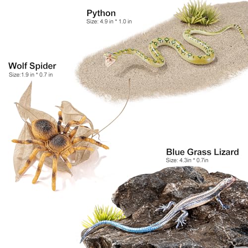 14PCS Reptile Animal Figurines Toys Amphibians Diorama Toys for Kids 3+ | Solid, Safe, Play Figure Playsets with Axolotl, Horned Lizard, Snake, Spider, Chameleon, Fire Salamander, Crocodile Figures - style: 14PCS Reptile Animals-2