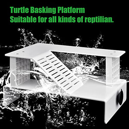 WEAVERBIRD Turtle Basking Platform, Double Decker Reptile Habitat | White Turtle Tank Platform Aquarium Animal Sink Wharf, Climbing Shelf Turtle Tank Dock Floating Decor, Floating Turtle Dock
