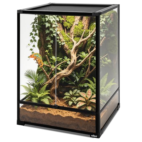67 Gallon Tempered Glass Reptile Tank, 24" x 18" x 36" Reptile Terrarium,Reptile Enclosure with Front Opening Sliding Double Doors, Top Ventilation, Removable Door Easy to Feed and Clean - size: 24" x 18" x 36"
