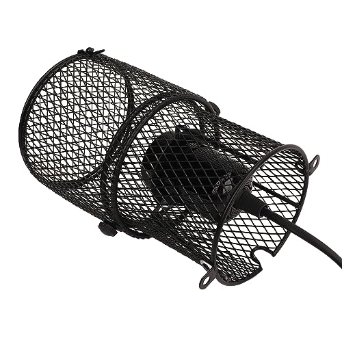 FTVOGUE Reptile Heat Lamp Guard, Retractable Safety Mesh Cover,Ceramic Heat emitterwith Ceramic E27 Bulb Holder Switch Design for Lizards Snakes Turtles Chicks Amphibians