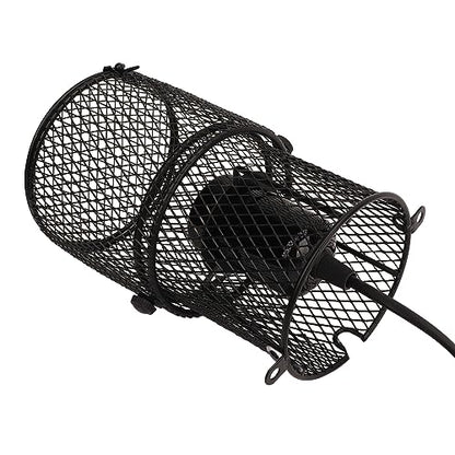 FTVOGUE Reptile Heat Lamp Guard, Retractable Safety Mesh Cover,Ceramic Heat emitterwith Ceramic E27 Bulb Holder Switch Design for Lizards Snakes Turtles Chicks Amphibians