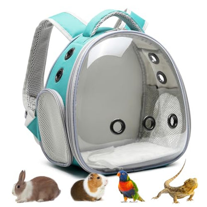 Portable Travel pet Backpack Carrier Hamster Bag Guinea Pig Bird Small Dog cat Turtle Carrier Rabbit Cage Squirrel Bearded Dragon Breathable Hangbag (Green) - color: green