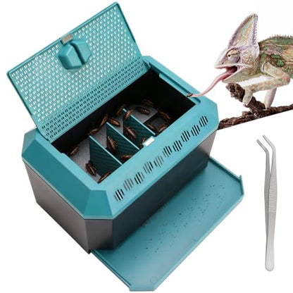Insect Kepper Box, Cricket Keeper with Feeding Tongs, Breeding and Storage Container Kit for Crickets, Dubia Roaches, Breadworms and Silkworms, Large (Large)