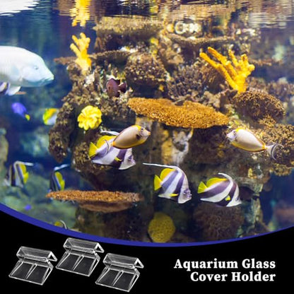 Sliverdew 6 PCS Aquarium Lid Clips, 10 mm Clear Acrylic Fish Tank Lid Holder Aquarium Hoods Support Clamps for Rimless Fish Tank Glass Top - for Thickness 10mm - size: for 10mm thickness