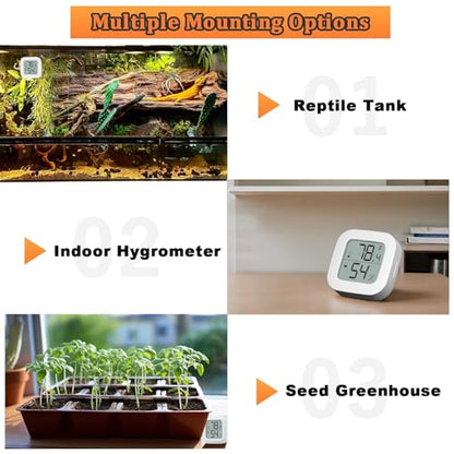 Reptile Tank Thermometer, Mini Digital Hygrometer Thermometer Gauge, Indoor Outdoor Temperature Humidity Meter for Greenhouse Humidors Incubators Reptile Terrarium Jars, Fahrenheit (℉) or Celsius(℃)