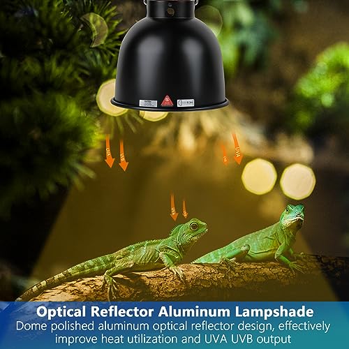 Reptile Light Fixture, 5.5 inch Optical Reflection Shallow Dome Heat Lamp Fixture, UVB Heat Basking Lamp Fixture for Amphibian Reptile Terrariums - size: 5.5in Shallow Dome