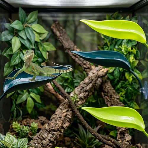 5PCS Crested Gecko Hides, Crested Gecko Hide and Wall Crawler Geckos, Leaf Decorations with Suction Cups for Reptile Terrariums, Cresteds Gecko Decor and Geckos Hides Accessories