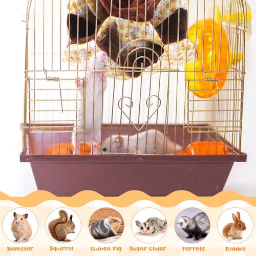 Weewooday 3 Pcs Rat Hammock 3 Tier Ferret Hammock Cage Hanging Bed Cage Accessories for Pet Guinea Pig Hamster Parrot Sugar Glider Ferrets Rat Chinchilla Playing Sleeping(Blue, Pink, Yellow) - color: Blue, pink, yellow