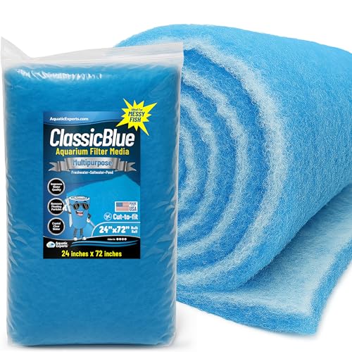 Aquatic Experts Classic Bonded Aquarium Filter Pad -24 Inches by 72 Inches by .75 Inch - Blue and White Aquarium Filter Media Roll Bulk Can Be Cut to Fit Most Filters, Made in USA (24" x 72") - size: 24" x 72"