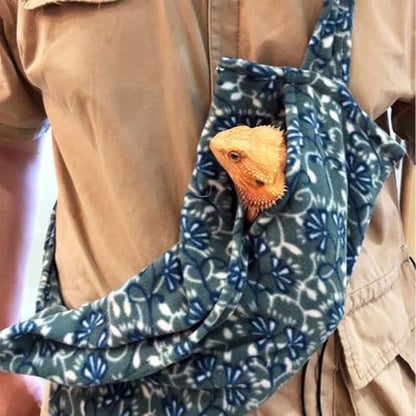 Guinea Pig Carrier Sling and Backpack 2-in-1,Bearded Dragon Sling Carrier | Guinea Pig Sling Bag Adjustable Reptile Carrier Bag for Guinea Pig Hamster Gecko Ferret, for Safe Pet Travel (Blue)