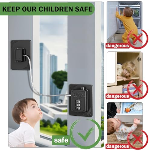 2 Pack Refrigerator Locks, 3 Digit Code, Black | Easy Install Freezer Lock, Combination Lock, Child Proof Cabinet Locks, For Refrigerators, Drawers, Closets, Windows - color: Black-2Pack