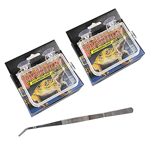 Chameleon Bowl and a Reptile Feeding Tongs 2pcs Feeder and Water Cups with Suction for Iguana Lizard Gecko Worm