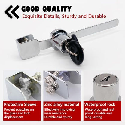 QEDT Sliding Glass Door Ratchet Lock 2 Pack Glass Display Case Lock | Rust-Proof,Keyed Alike Showcase Display,Use on Various Glass Doors, Including Display Cabinets, Showcases, Sliding Glass Door