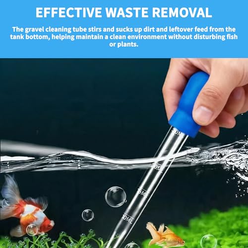 2 Pack Aquarium Gravel Cleaner Siphon, Manual Fish Tank Waste Remover Pipette, Handheld Aquarium Siphon Pump for Cleaning Fish Tank Sand, Debris
