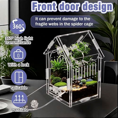 Acrylic Jumping Spider Enclosure with Magnetic Latch - color: Transparency