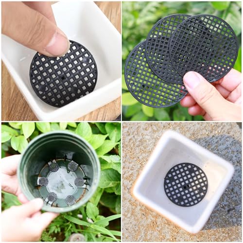 200 Pack Plant Pots Hole Mesh Pad Plastic Flower Pots Drainage Hole Cover Screen Filter for Flower Planters Boxes Ceramic Succulent Planter Terracotta Clay Pot Bonsai Outlet Training Pot